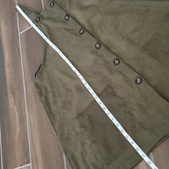 Shein Olive Green Corduroy Overall Button Up Womens Dress XL - Picture 9 of 9
